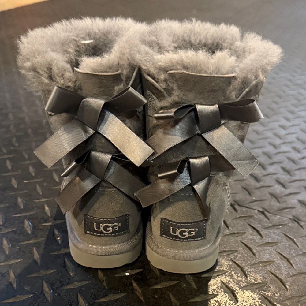 UGG Charcoal Boots with Satin Bows